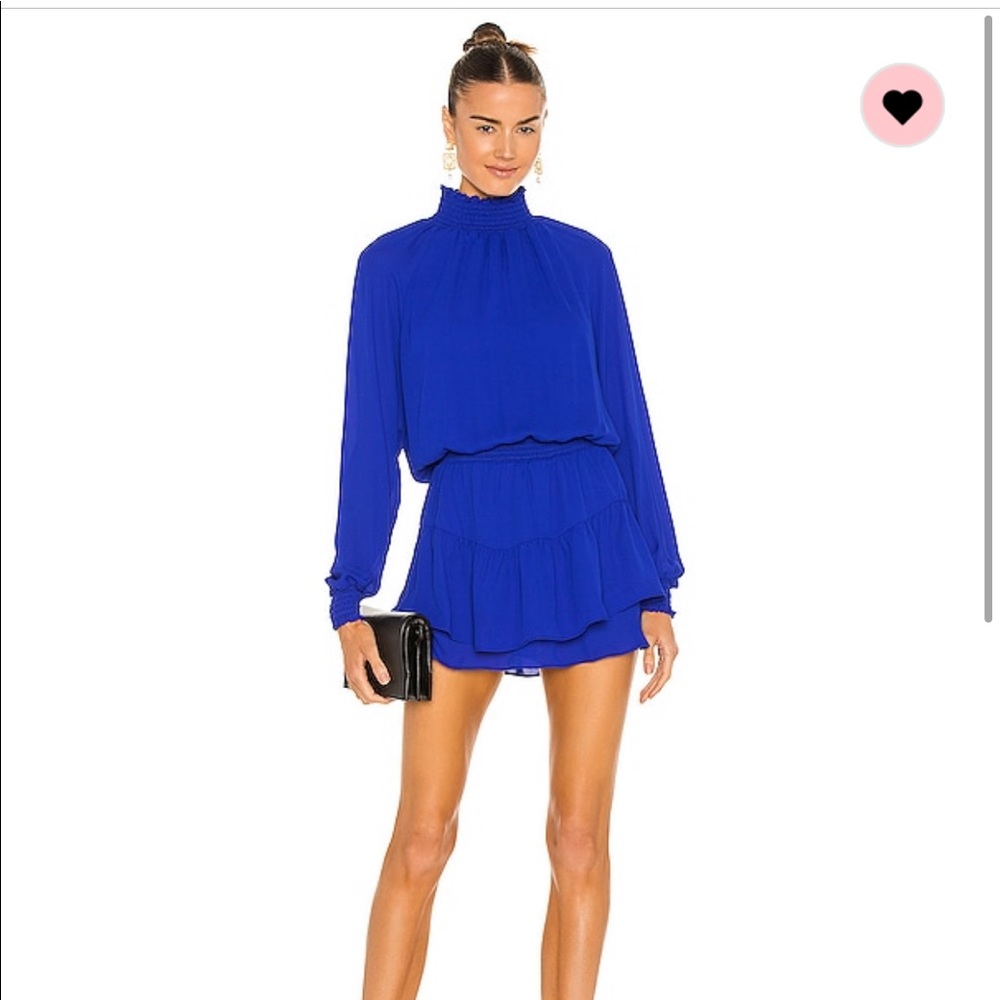 Krisa Turtleneck Ruffle Skirt Long Sleeve Halter Mini Dress Cocktail Pink XS